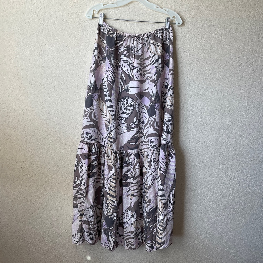 NWT Unsubscribed Drew Waist Maxi Floral Silk Skirt Size XS Fits Small